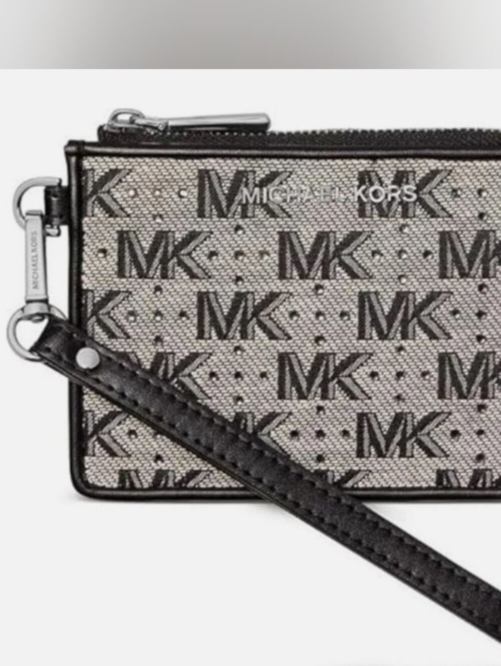 Michael Kors Jet Set Small Coin Purse Blk Monogram With Rhinestones EUC - Picture 15 of 16